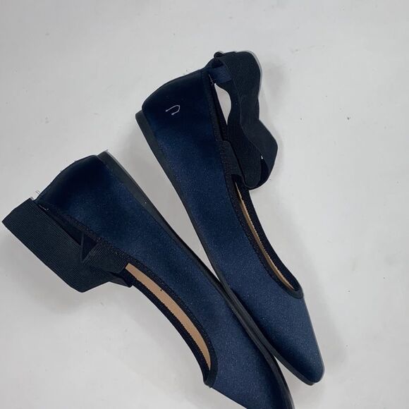 MOSSIMO BALLT FLATS W/ AUHKE STRAP WIDE-WITH WOMEN SHOES SIZE 7 BLACK AND BLUE - Picture 7 of 8